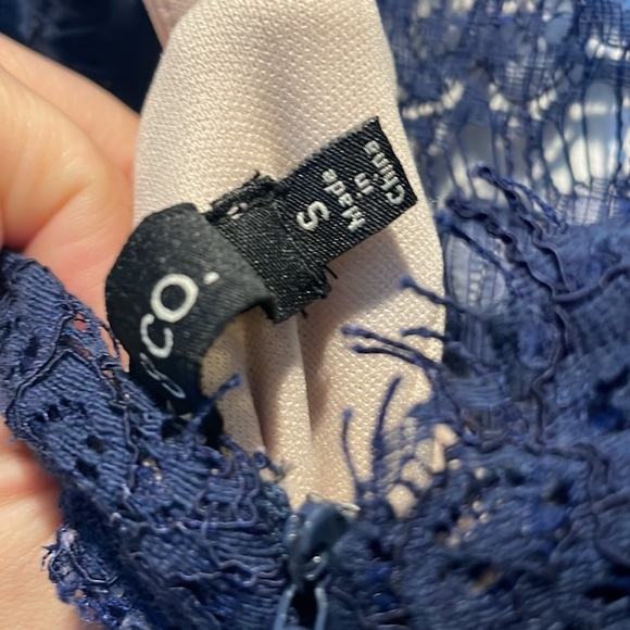 Modcloth Dress with blush bodice and Navy Lace Overlay - Picture 3 of 4